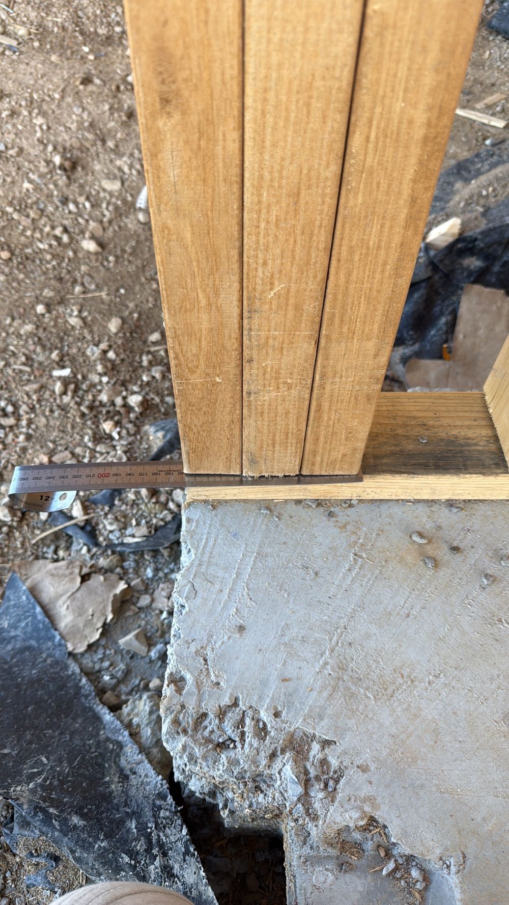 Support point under the garage beam not bearing fully on the bottom plate, found during a frame inspection in Pakenham